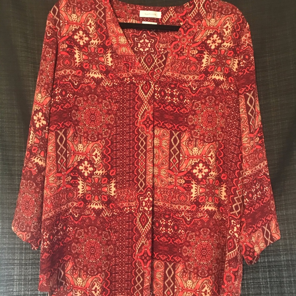 Van Heusen blouse in burnt maroon pattern
